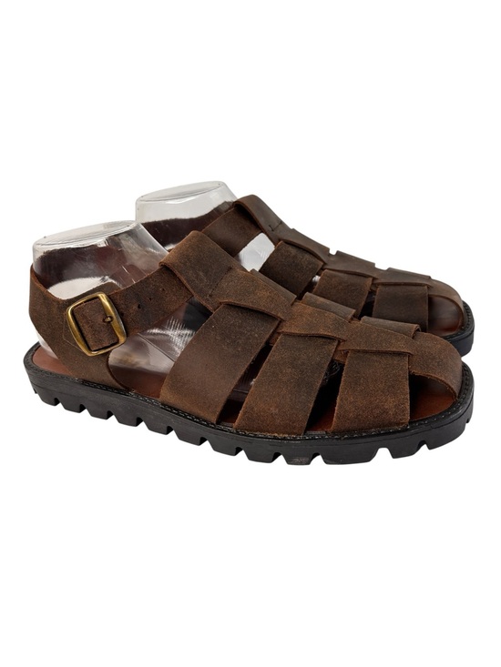 Northern Territory Other - Northwest Territory Brown Leather Fisherman Sandals Mens Sz 10 Woven Rugged Sole